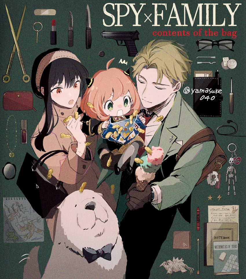 yor briar, anya, twilight, and bond (spy x family) drawn by yamasuke040
