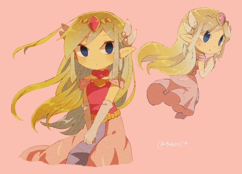 princess zelda and toon zelda (the legend of zelda and 2 more) drawn by tokuura