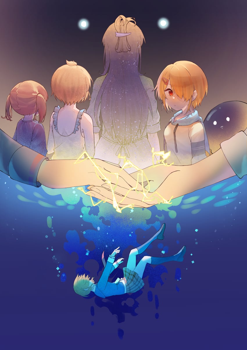 kayamori ruka, narvy, and kayamori hina (heaven burns red) drawn by utsuru_515