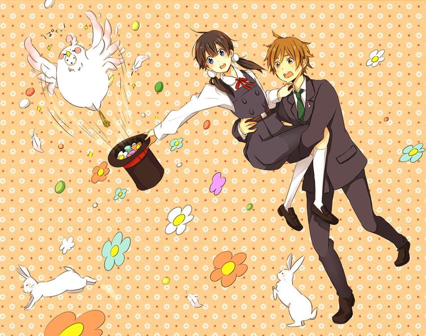 kitashirakawa tamako, ooji mochizou, and dera mochimazzui (tamako market) drawn by kurata_(mosupyon)