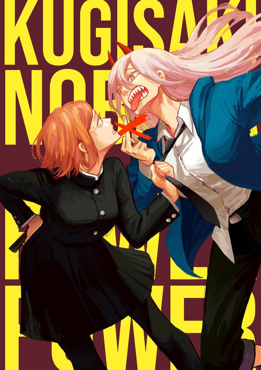 power and kugisaki nobara (chainsaw man and 1 more) drawn by lalamilali