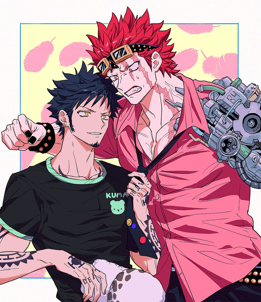 trafalgar law and eustass kid (one piece) drawn by yakumo_(ykm)