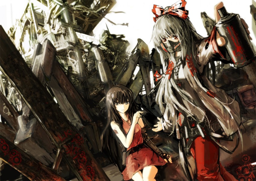 fujiwara no mokou and houraisan kaguya (touhou) drawn by lowlight_kirilenko