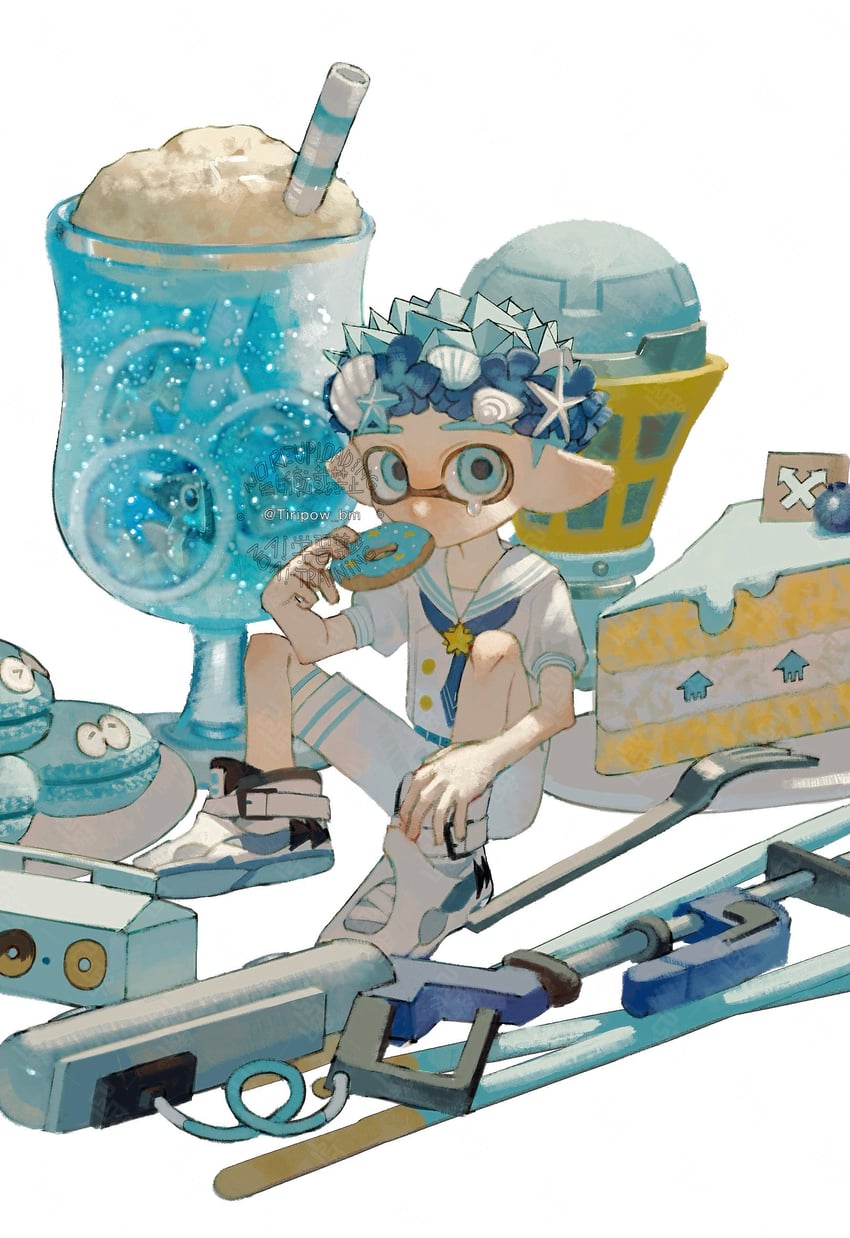 inkling player character and inkling boy (splatoon and 1 more) drawn by tiripow