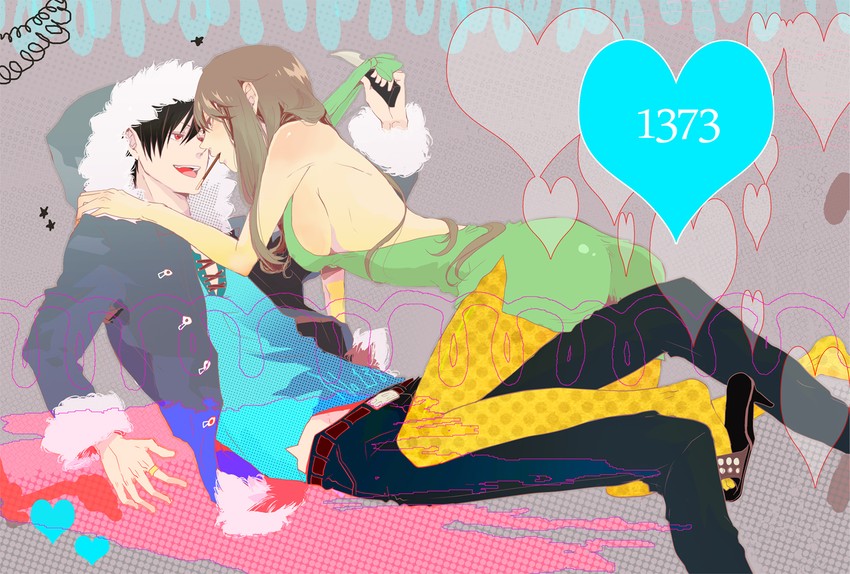 orihara izaya and yagiri namie (durarara!!) drawn by noppo