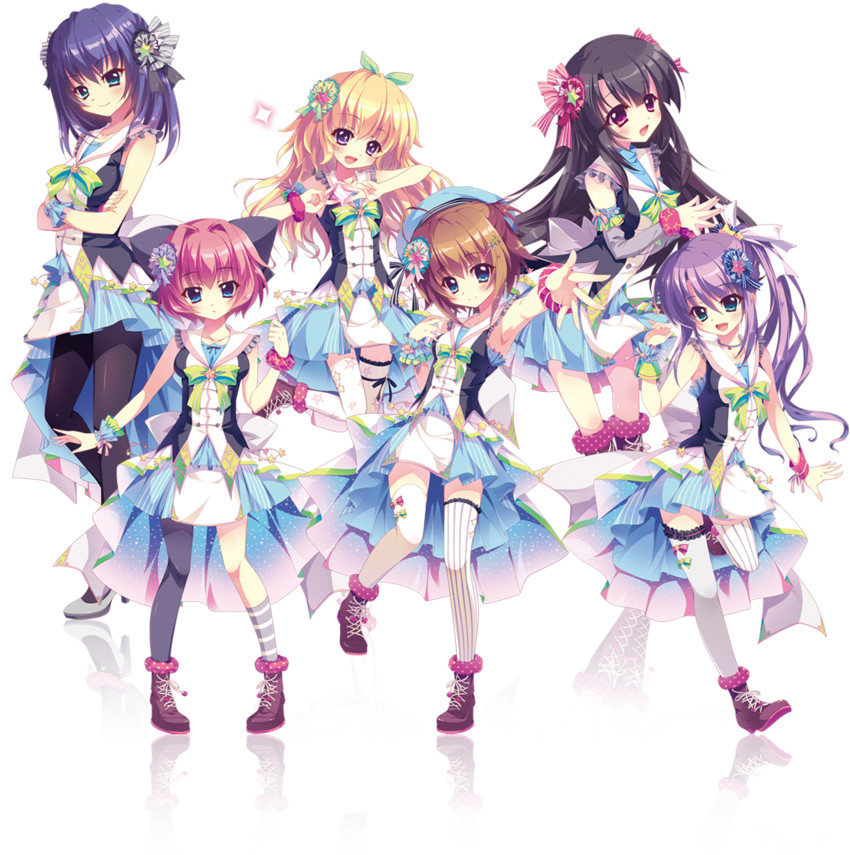 shikimiya mana, tsukisaka sayu, hiiragi kae, hasegawa mii, honjou kasumi, and 1 more (re:stage!) drawn by izumi_tsubasu