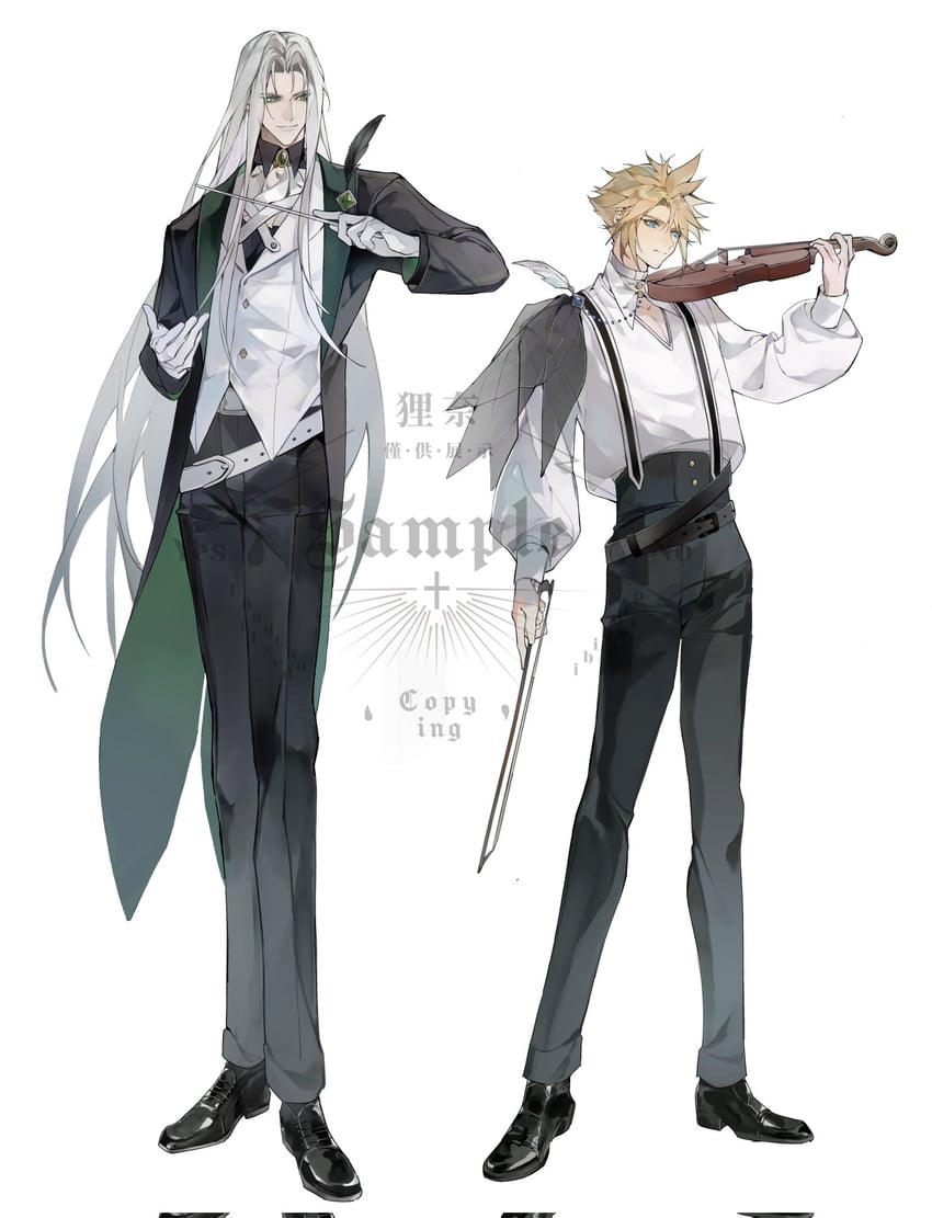 cloud strife and sephiroth (final fantasy and 1 more) drawn by ryona_kuma