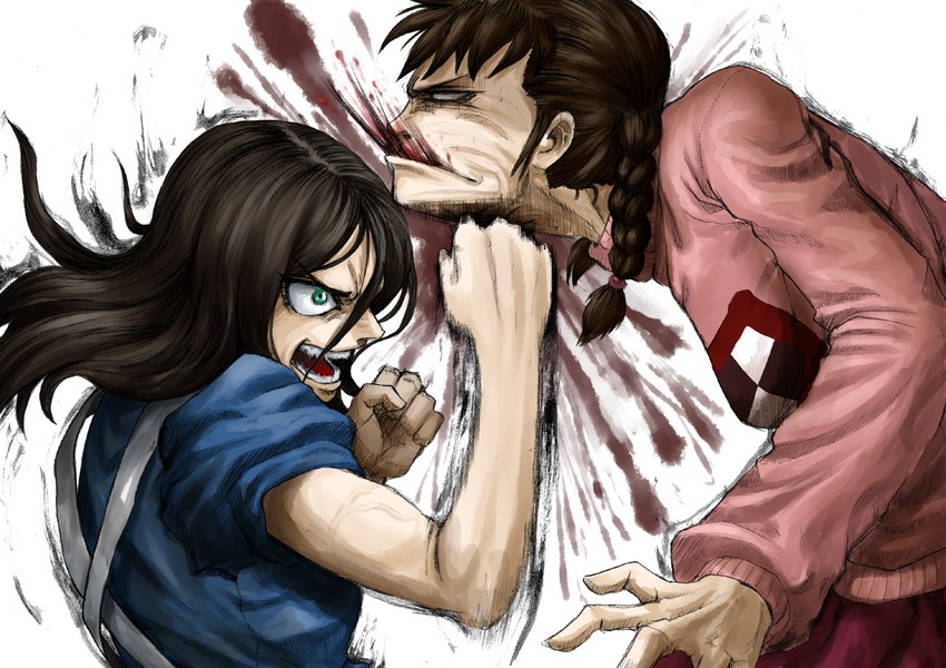 madotsuki and alice liddell (street fighter and 4 more) drawn by ceramic_man