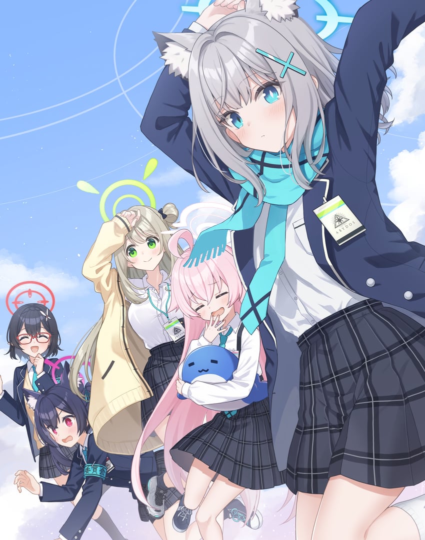 shiroko, hoshino, nonomi, serika, and ayane (blue archive) drawn by koto_(colorcube)