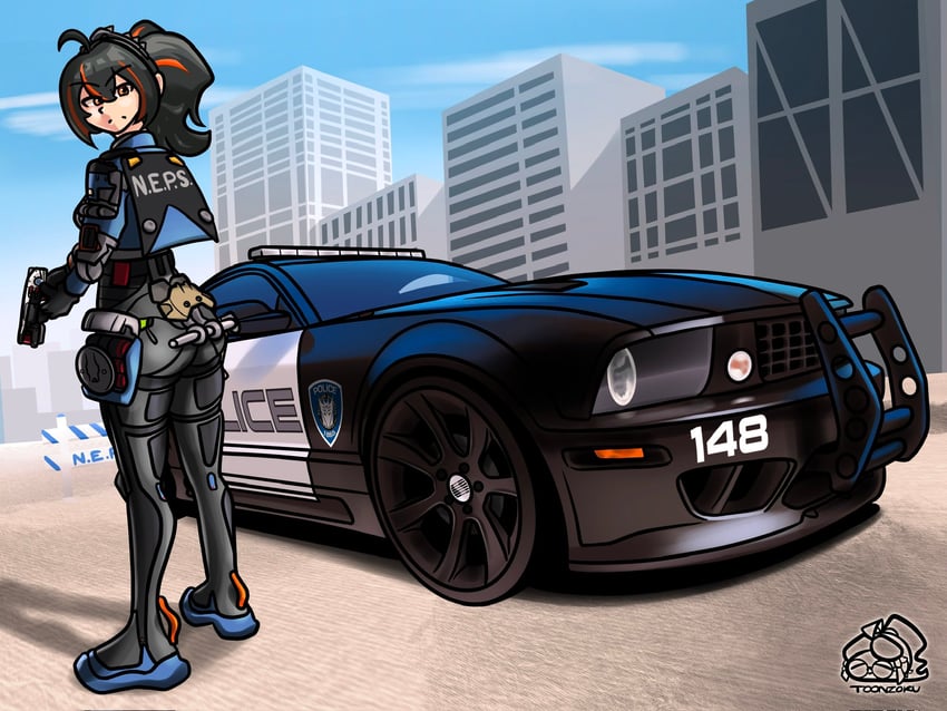 zhu yuan and barricade (zenless zone zero and 1 more) drawn by toonzoku