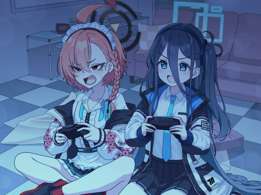aris and neru (blue archive) drawn by vector_(dmlddmld00)