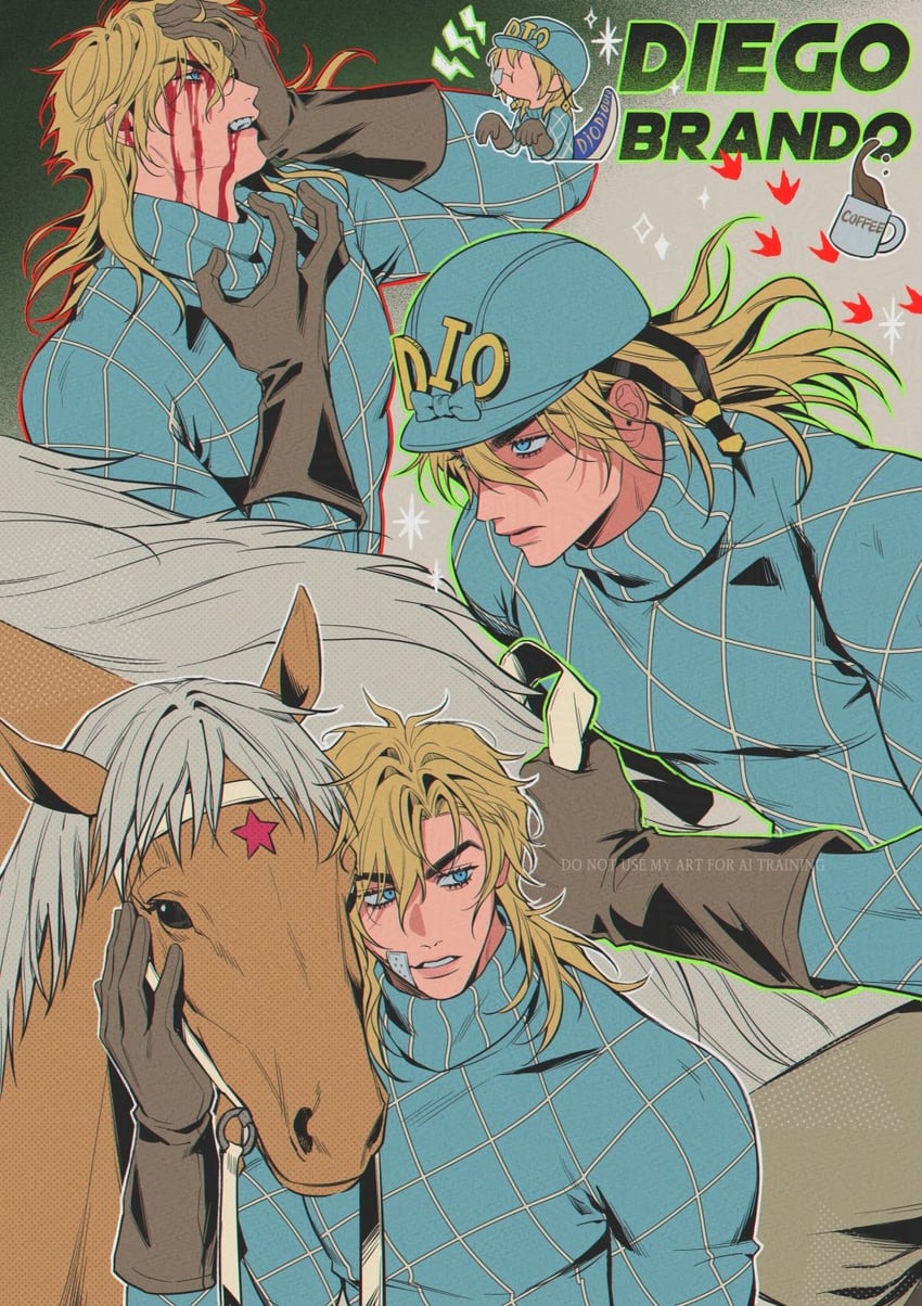 diego brando and scary monsters (jojo no kimyou na bouken and 1 more) drawn by rkznfksthsus