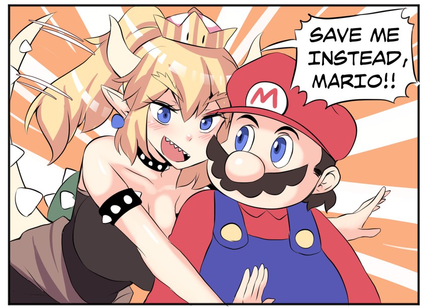mario and bowsette (mario and 1 more) drawn by hinghoi