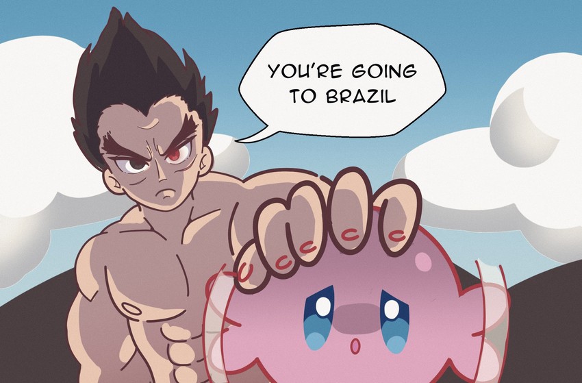 kirby and mishima kazuya (kirby and 2 more) drawn by marikyuunn