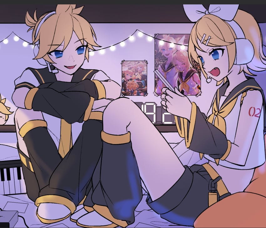 kagamine rin and kagamine len (vocaloid) drawn by soramame_pikuto