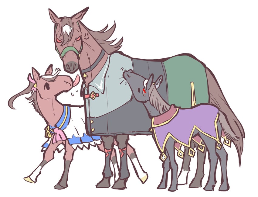 tokai teio, sirius symboli, and tsurumaru tsuyoshi (umamusume) drawn by takatsuki_nato