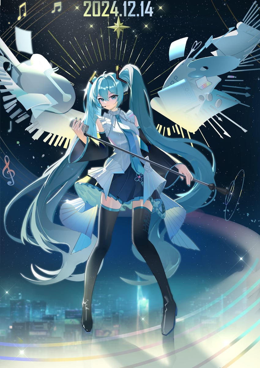 hatsune miku (vocaloid and 1 more) drawn by npp_(artist)