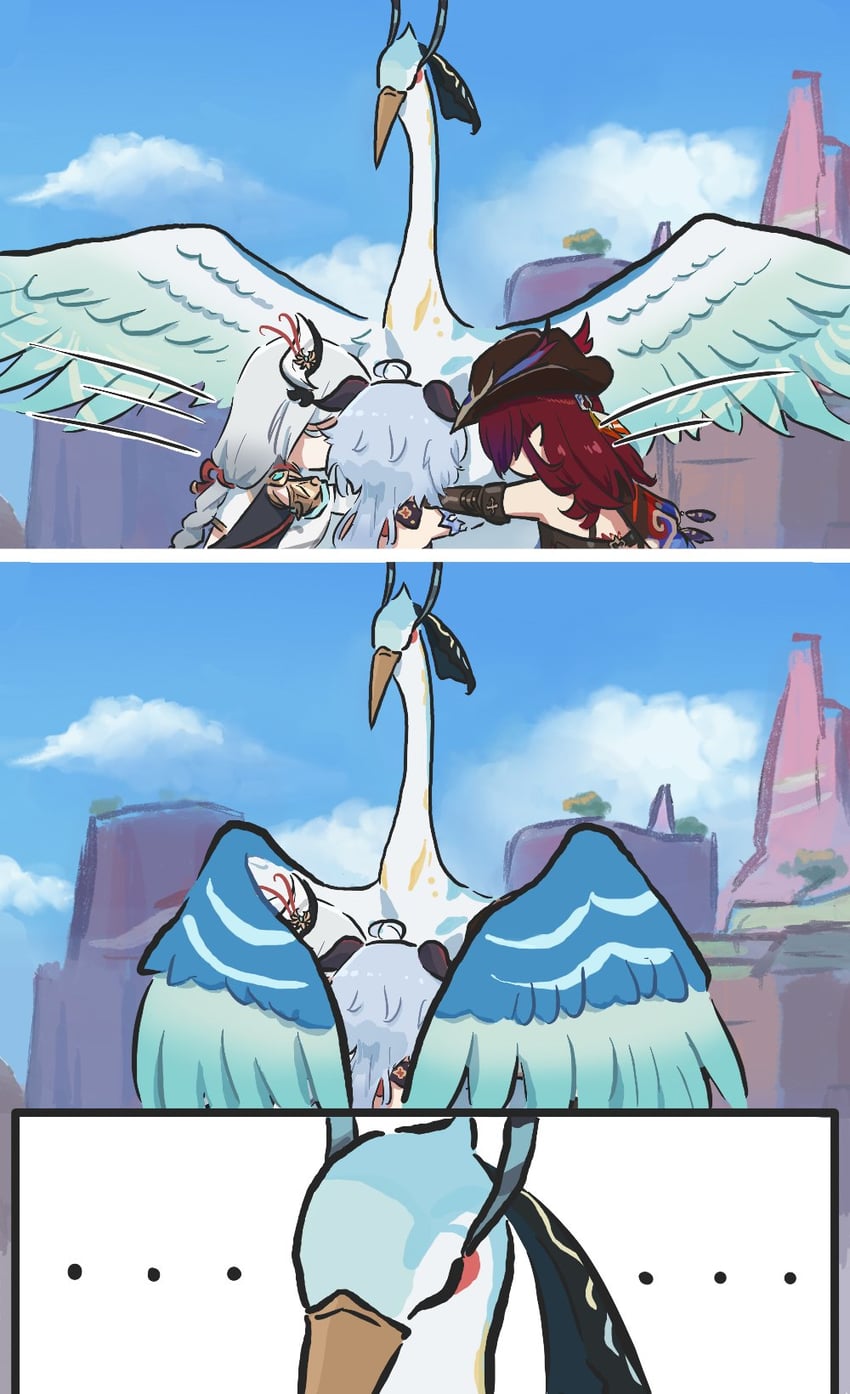 ganyu, shenhe, xianyun, chasca, and cloud retainer (genshin impact) drawn by xinzoruo