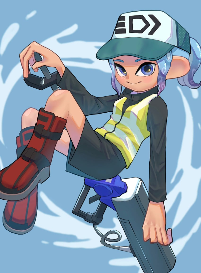 octoling player character and octoling girl (splatoon and 1 more) drawn by nastar_r0