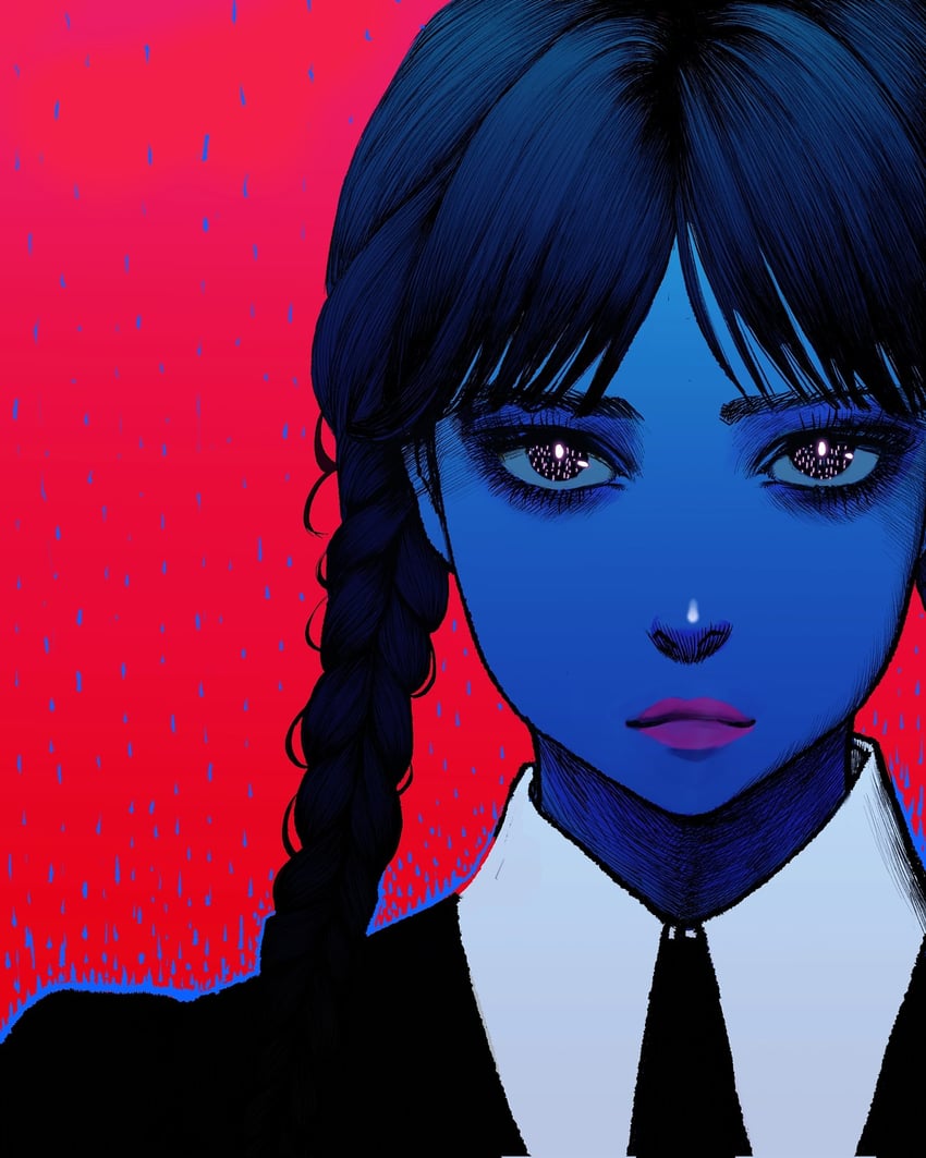 wednesday addams (addams family and 1 more) drawn by nisino2222