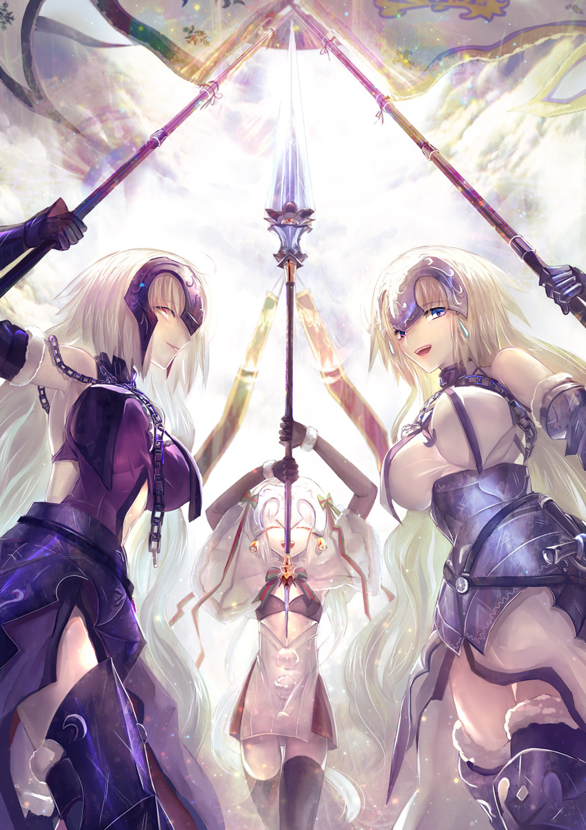 jeanne d'arc, jeanne d'arc alter, and jeanne d'arc alter santa lily (fate and 1 more) drawn by ayamatazu