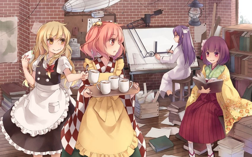 kirisame marisa, hieda no akyuu, motoori kosuzu, and asakura rikako (touhou) drawn by toutenkou