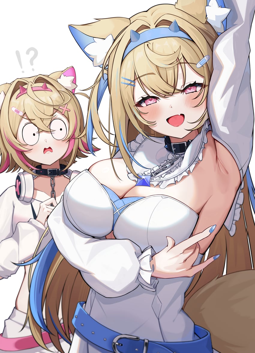 fuwawa abyssgard and mococo abyssgard (hololive and 1 more) drawn by h4kuuua_0