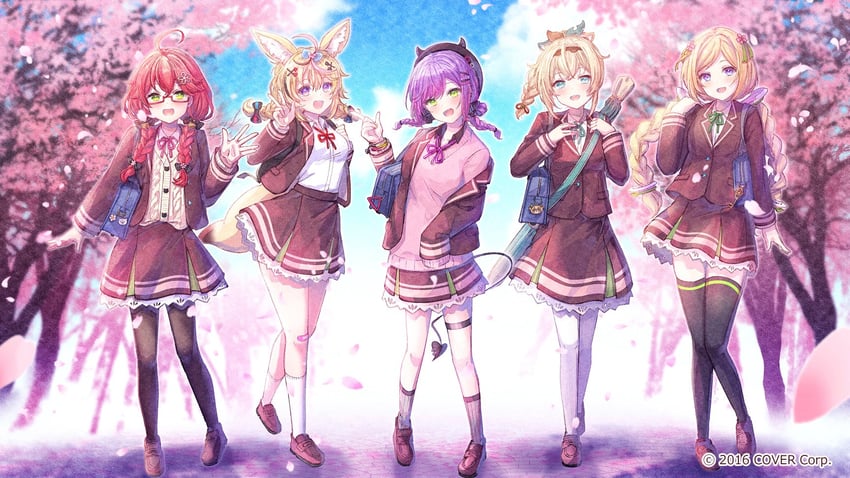 sakura miko, tokoyami towa, kazama iroha, omaru polka, and aki rosenthal (hololive and 1 more) drawn by ittokyu