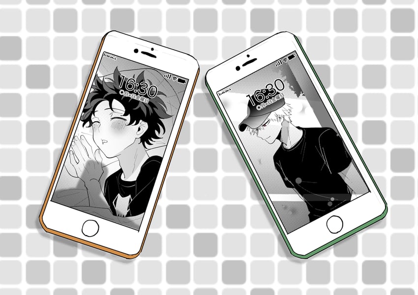 midoriya izuku and bakugou katsuki (boku no hero academia) drawn by rapiko
