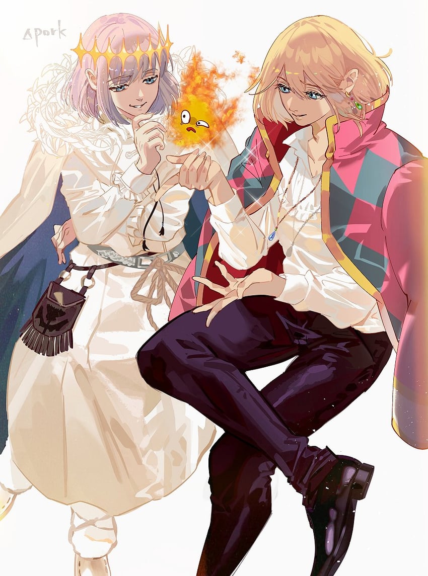 oberon, howl pendragon, and calcifer (fate and 2 more) drawn by deltapork