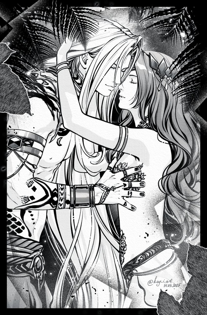 aerith gainsborough, sephiroth, and rafayel (final fantasy and 1 more) drawn by kay-i