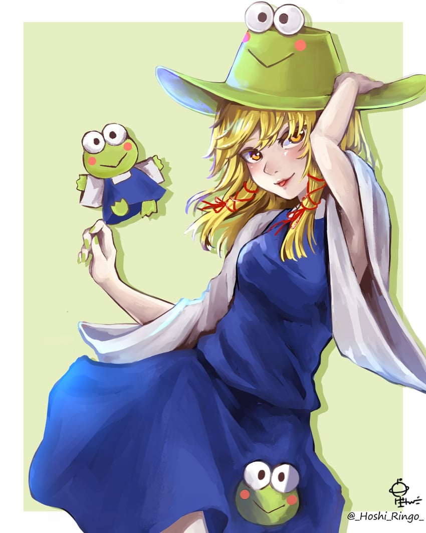 moriya suwako and hasunoue keroppi (touhou and 2 more) drawn by hoshiringo0902