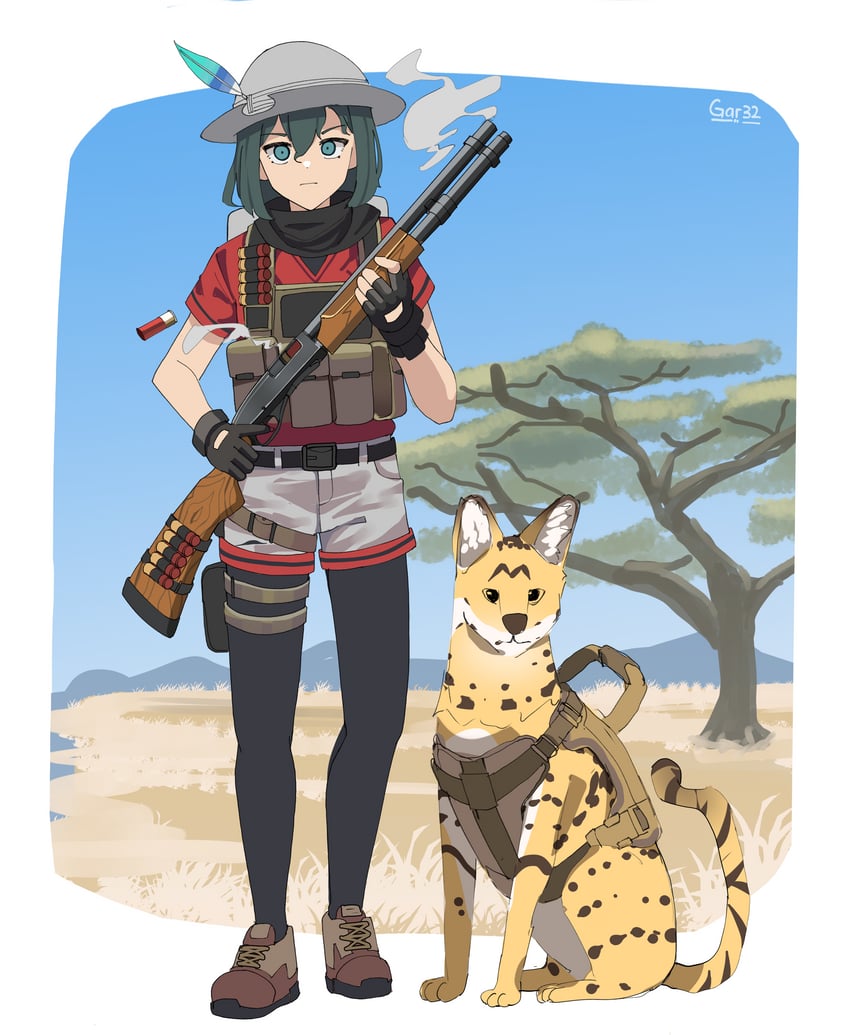 serval and kaban (kemono friends) drawn by gar32