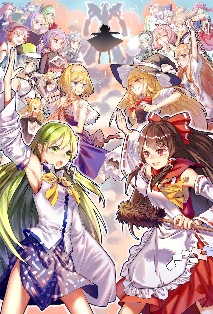 hakurei reimu, kirisame marisa, remilia scarlet, izayoi sakuya, komeiji koishi, and 16 more (touhou and 1 more) drawn by wei_li