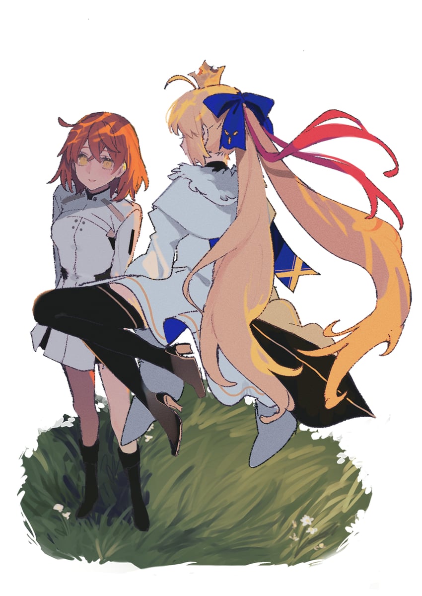 artoria pendragon, fujimaru ritsuka, and artoria caster (fate and 1 more) drawn by uxco0
