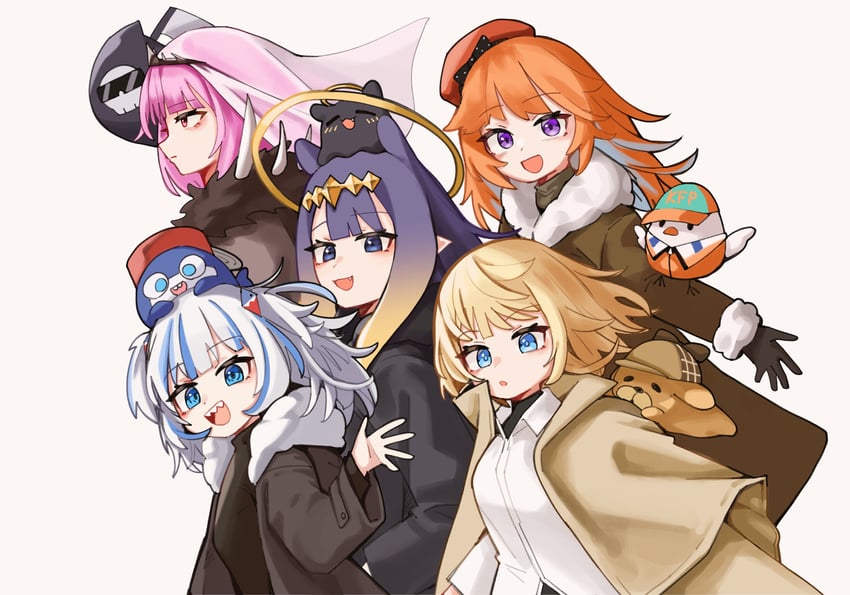 gawr gura, mori calliope, ninomae ina'nis, takanashi kiara, watson amelia, and 5 more (hololive and 1 more) drawn by jadea5124
