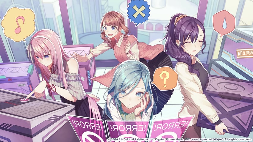 megurine luka, asahina mafuyu, hinomori shizuku, mochizuki honami, and 25-ji luka (vocaloid and 1 more) drawn by fujimi_nanna