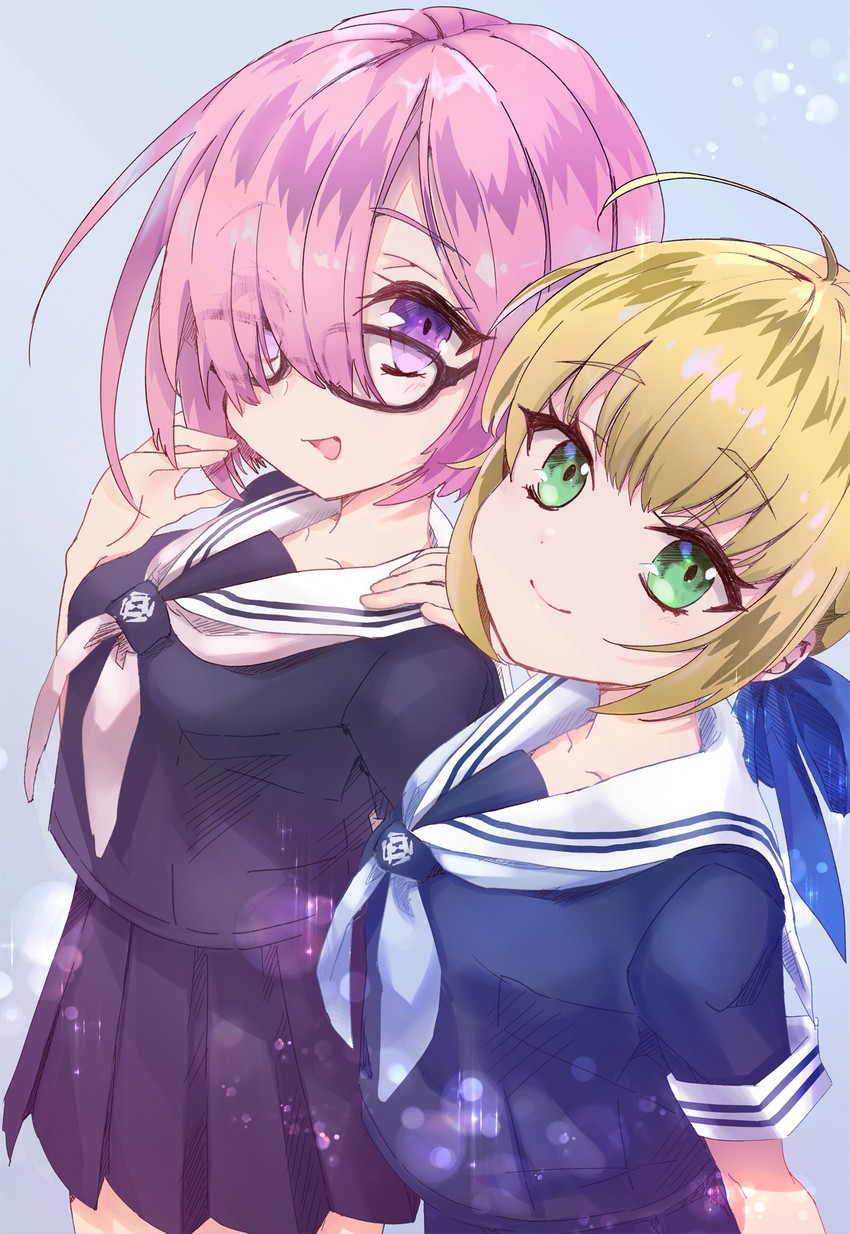 artoria pendragon, saber, mash kyrielight, and master artoria (fate and 1 more) drawn by sha2mo