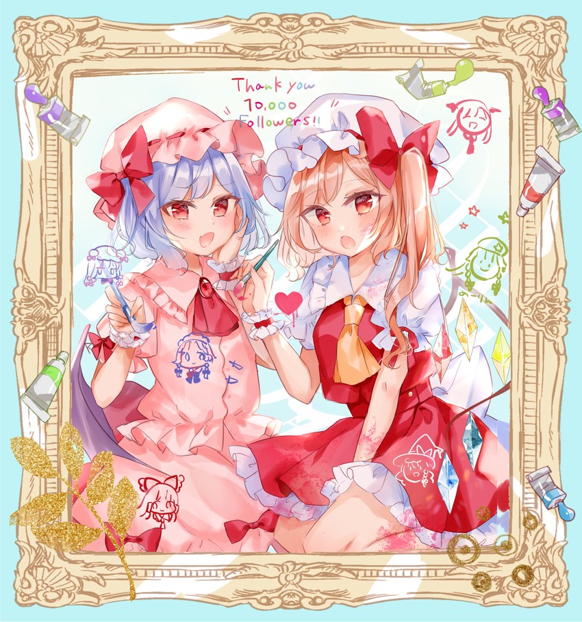 hakurei reimu, kirisame marisa, remilia scarlet, flandre scarlet, izayoi sakuya, and 3 more (touhou and 1 more) drawn by moko_(mokochisa)