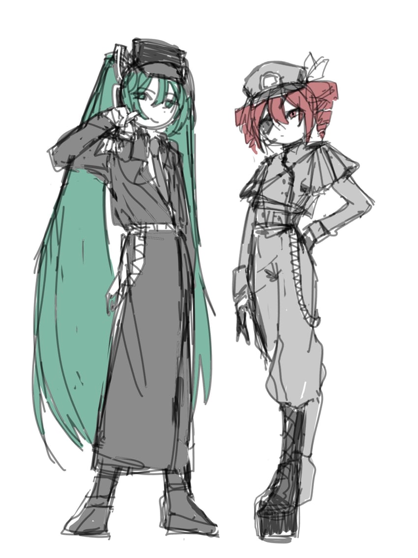 hatsune miku and kasane teto (vocaloid and 2 more) drawn by ukatsu_(ukatu204)