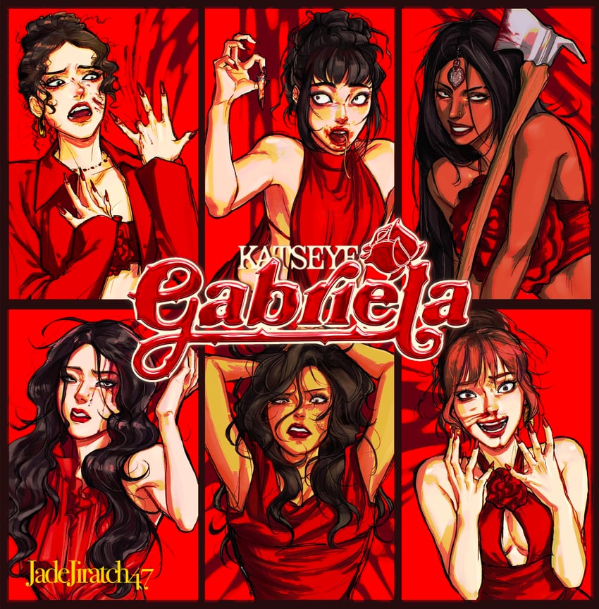 manon, yoonchae, megan, lara, daniela, and 1 more (katseye) drawn by jiratch_air