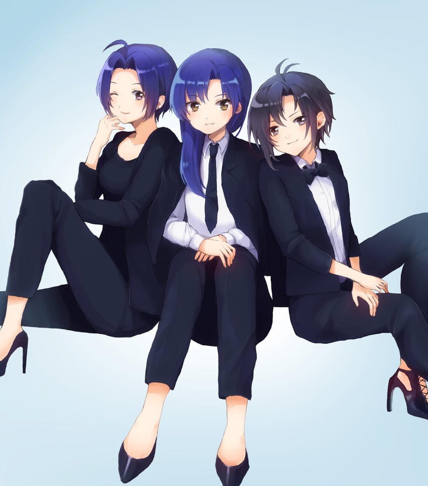 kisaragi chihaya, kikuchi makoto, and miura azusa (idolmaster) drawn by shirako_(srk_srtk)