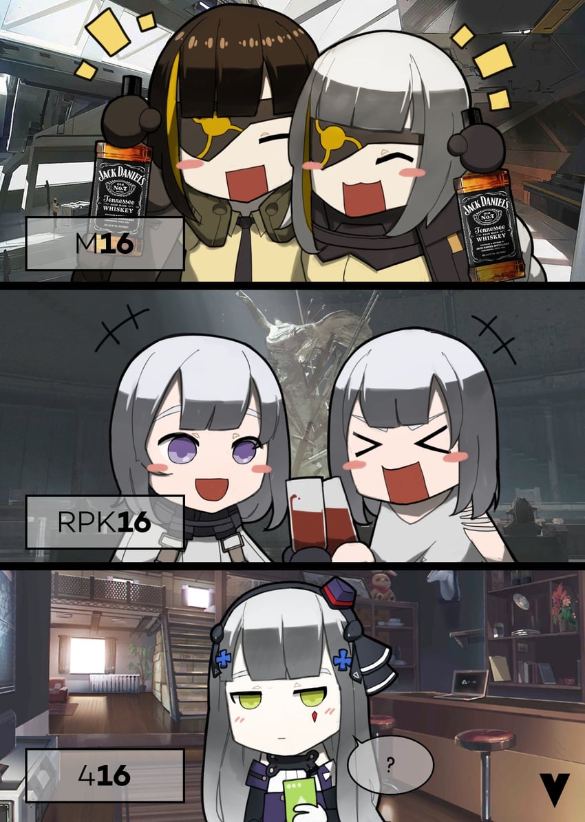 hk416, m16a1, and rpk-16 (girls' frontline) drawn by variasii