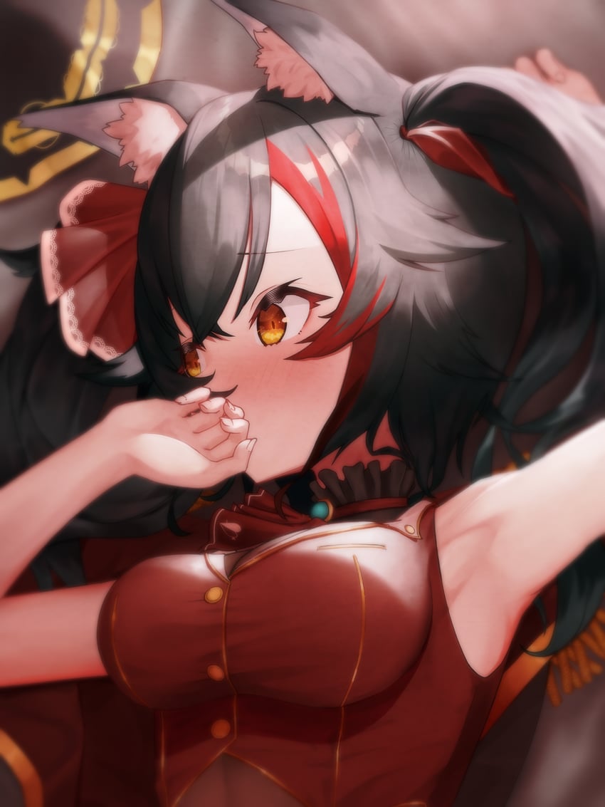 houshou marine and ookami mio (hololive) drawn by one_o_clcok