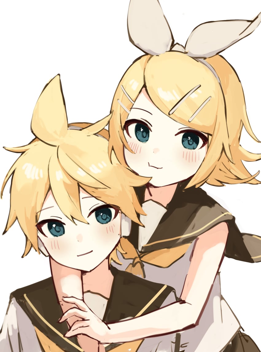 kagamine rin and kagamine len (vocaloid) drawn by rakugaki_ningen