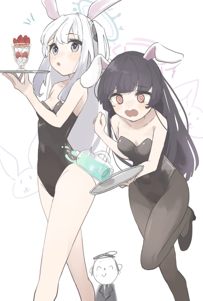 sensei, doodle sensei, miyu, and miyako (blue archive) drawn by ainkun