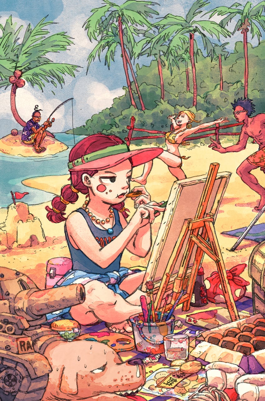 galdino, miss valentine, miss goldenweek, and mister five (one piece) drawn by lazypunch