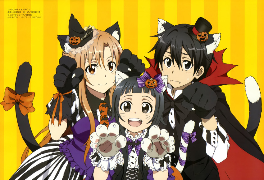 asuna, kirito, and yui (sword art online and 2 more) drawn by kawatsuma_tomomi