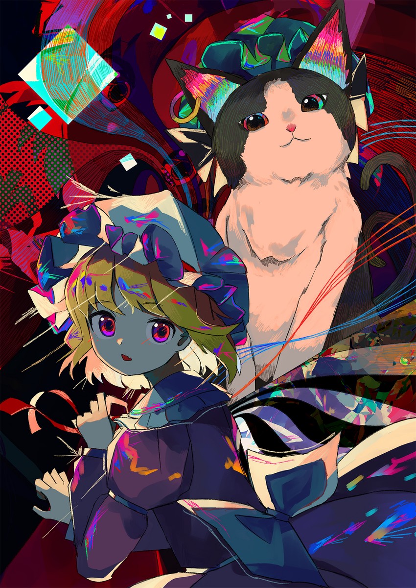 chen and maribel hearn (touhou) drawn by neruzou