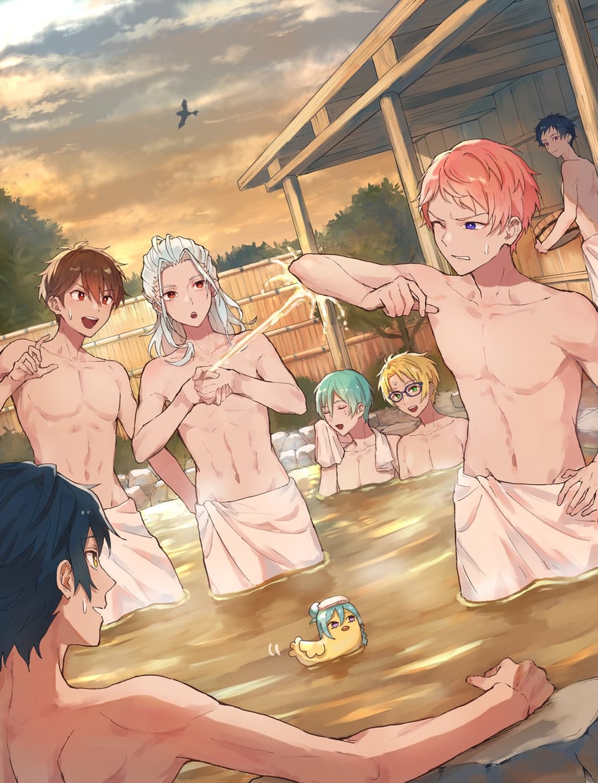 itsuki shu, morisawa chiaki, hibiki wataru, ran nagisa, sazanami jun, and 3 more (ensemble stars!) drawn by wednesday_108